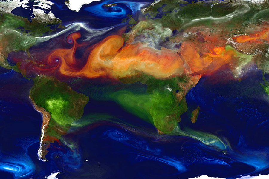 
        Global Assessment of Sand and Dust Storms. Atmospheric Aerosol Eddies NASA Animated Map: 10km GEOS-5 Aerosol Optical Depth (AOD). Models are used to assess the current and future impacts of mineral dust.
    