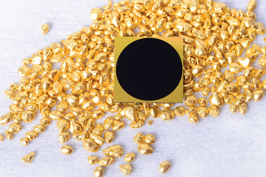 
       Gold black is made by evaporating gold in a nitrogen atmosphere, resulting in a film that has nearly perfect absorption properties.
    