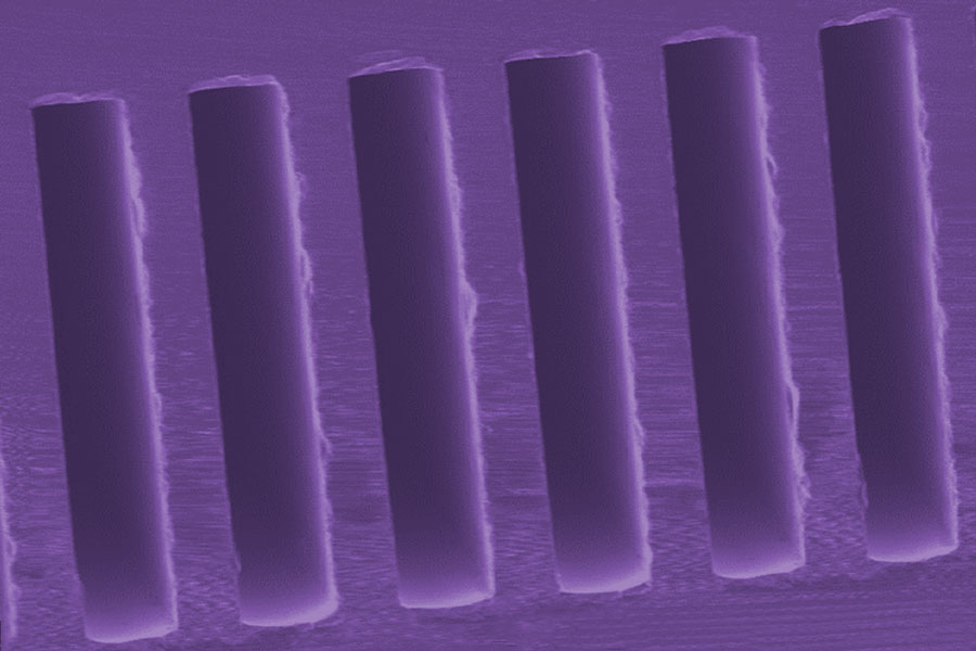 
       A scanning electron microscope image of the cross-sectional view of the gas chromatograph serpentine channel.
    