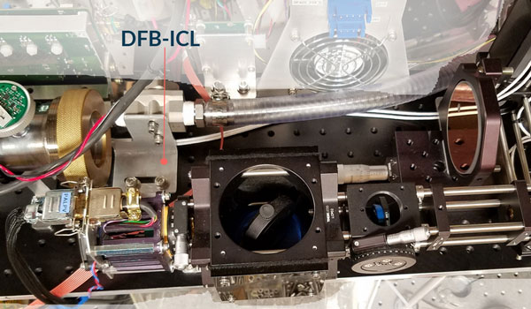 
        JPL-produced DFB-ICL integrated in optical train for HCl instrument that flew as part of HUSCE. 
    