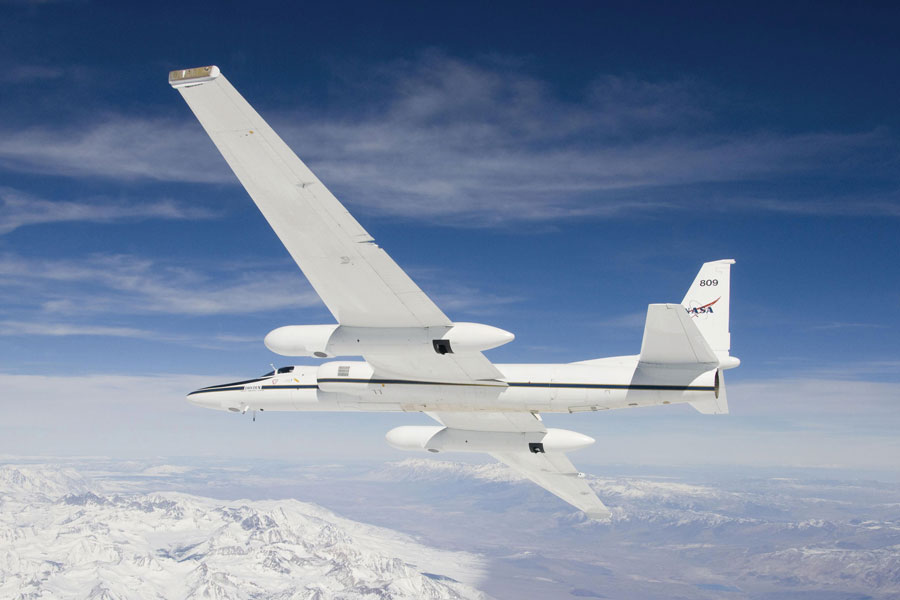 
       HyTES instrument on ER2 aircraft. NASA’s ER-2 high-altitude Earth science aircraft is used for environmental science, atmospheric sampling, and satellite data verification missions.
    