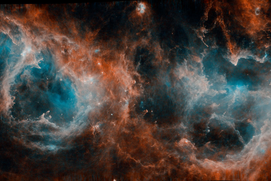 
       Herschel Space Observatory’s image reveals great turmoil in the W3/W4/W5 complex of molecular clouds and star-forming regions. MDL-produced SIS mixers on Herschel HIFI discovered many terahertz spectral lines from molecules in interstellar space.
    
